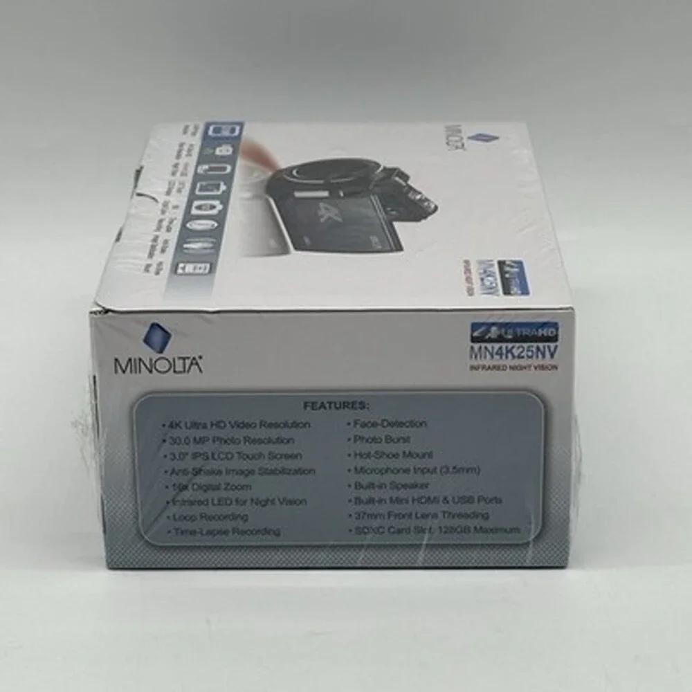 Minolta MN4K25NV Camcorder 4K Ultra HD Night Vision LCD Touch 16x Zoom - New!